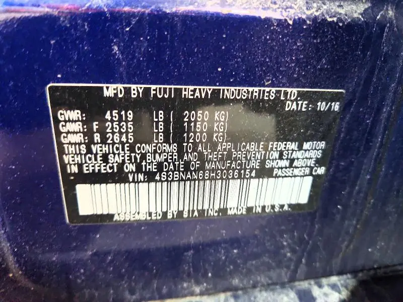 2017 SUBARU LEGACY 2.5I LIMITED  