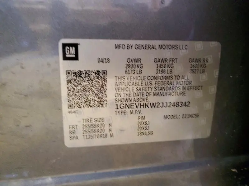 2018 CHEVROLET TRAVERSE LT  