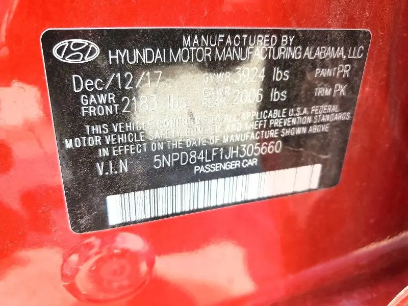 2018 HYUNDAI ELANTRA SEL  