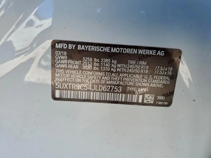 2018 BMW X3 XDRIVE30I  