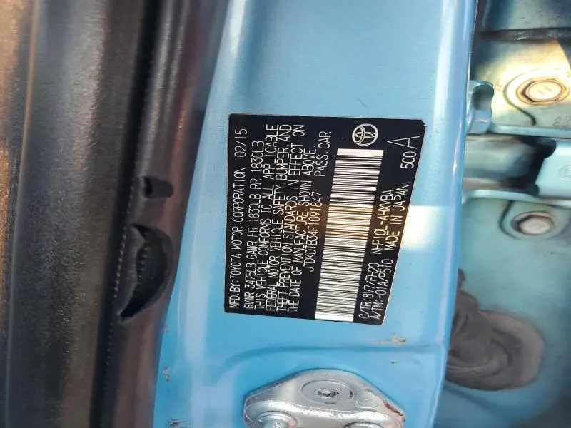2015 TOYOTA PRIUS C ONE  