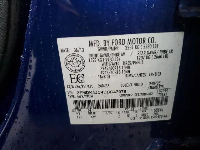 2013 FORD EDGE SEL  
