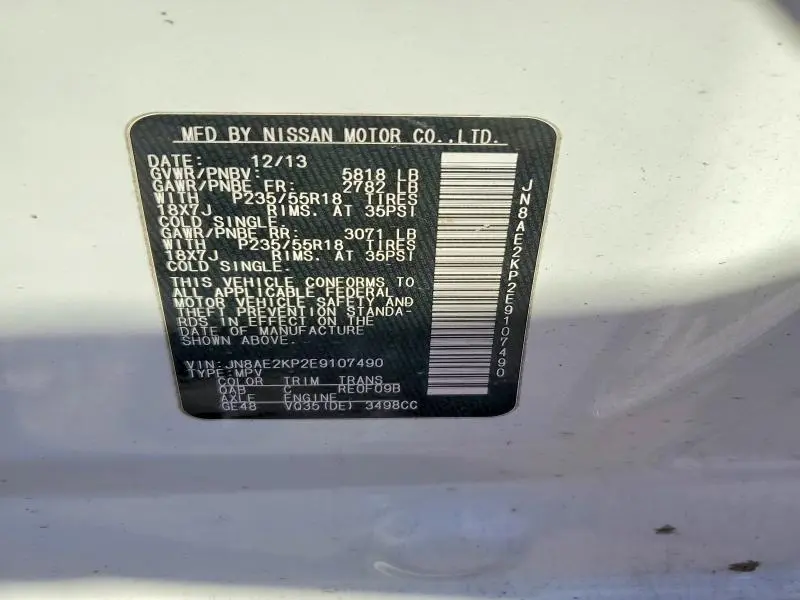 2014 NISSAN QUEST 3.5 LE  