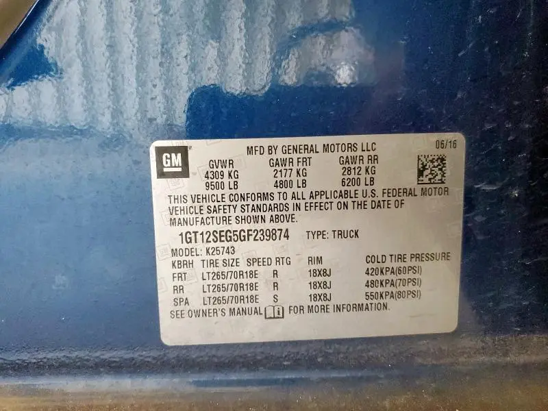 2016 GMC SIERRA K2500 SLE  