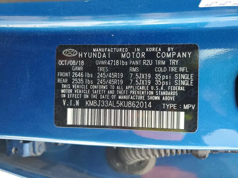 2019 HYUNDAI TUCSON SPORT  