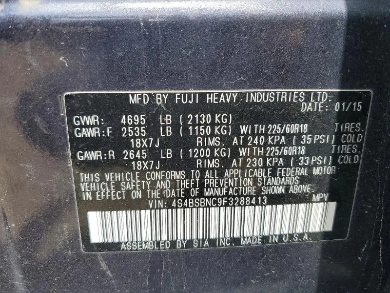 2015 SUBARU OUTBACK   