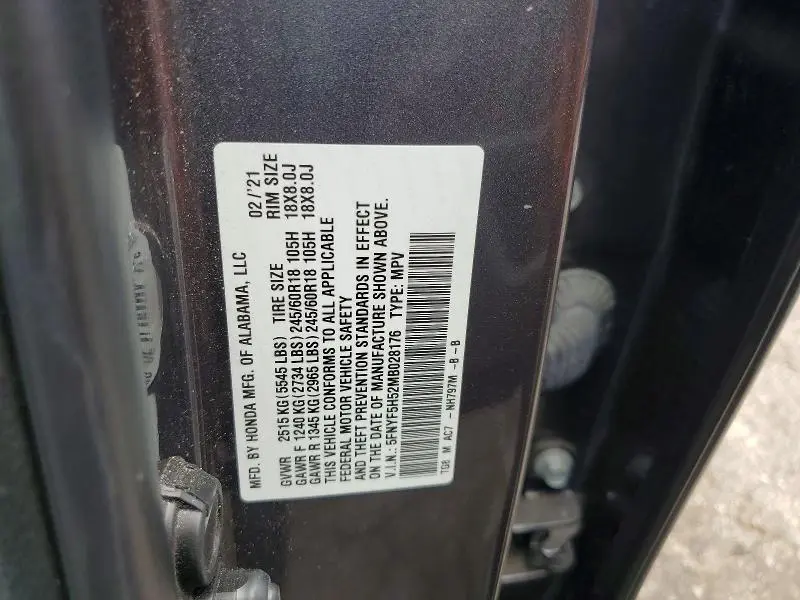 2021 HONDA PILOT EXL  