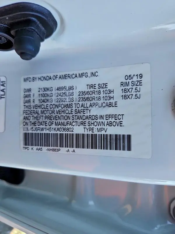 2019 HONDA CR-V EX  