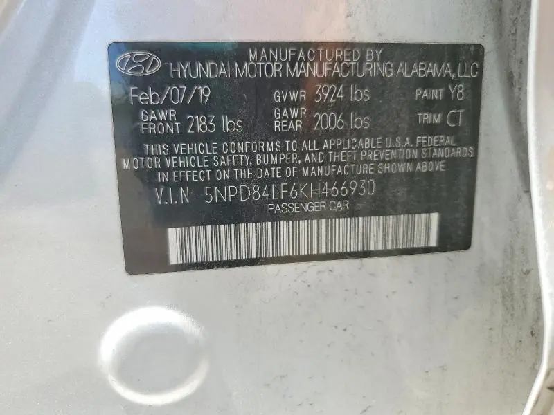2019 HYUNDAI ELANTRA SEL  