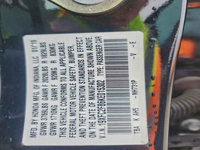 2019 HONDA CIVIC SPORT  