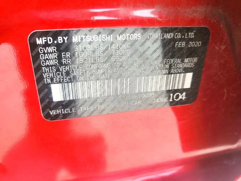 2020 MITSUBISHI MIRAGE G4 ES  
