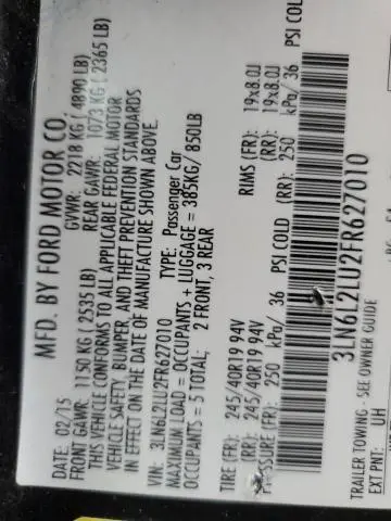 2015 LINCOLN MKZ HYBRID  