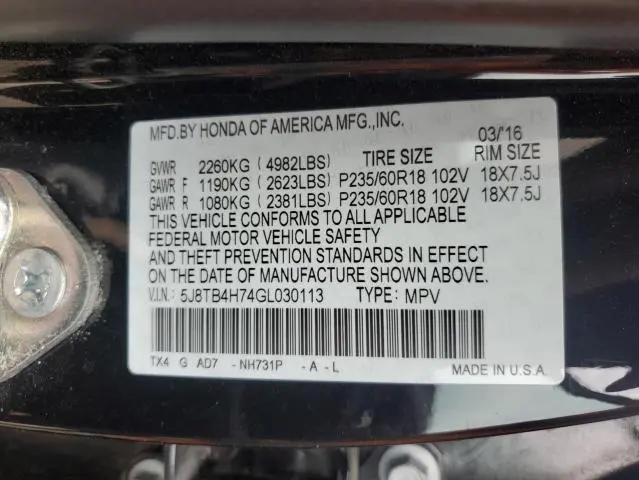 2016 ACURA RDX ADVANCE  
