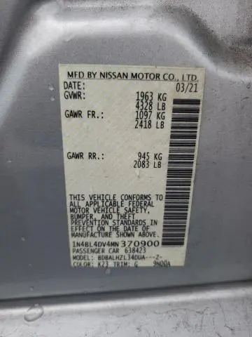 2021 NISSAN ALTIMA SV  