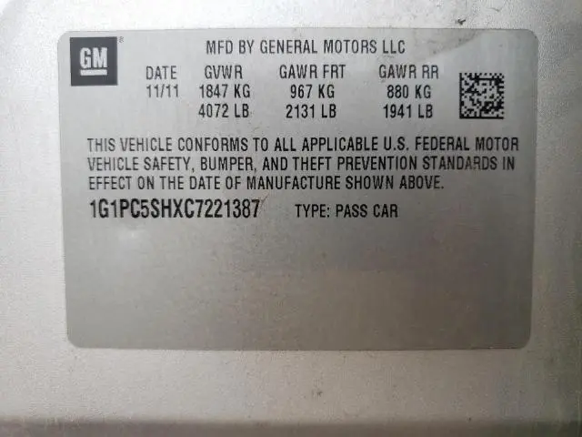 2012 CHEVROLET CRUZE LS  