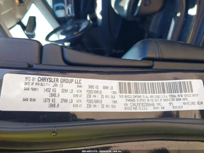 2013 JEEP GRAND CHEROKEE LIMITED