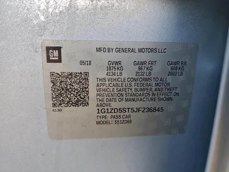 2018 CHEVROLET MALIBU LT  