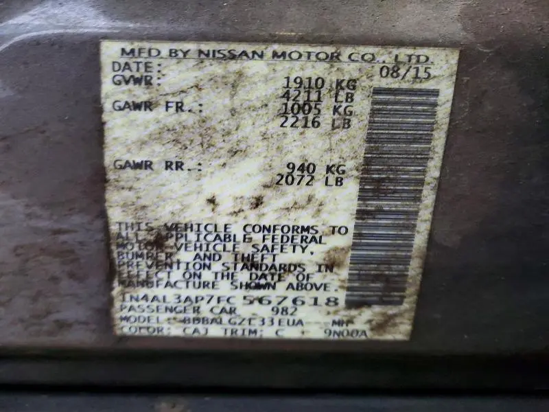 2015 NISSAN ALTIMA 2.5  