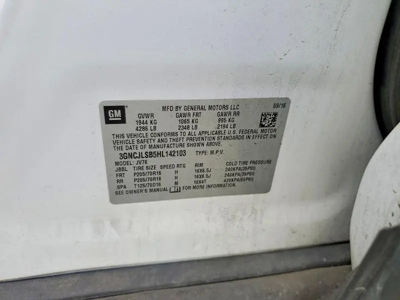 2017 CHEVROLET TRAX 1LT  