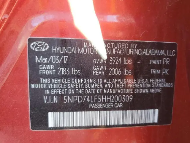 2017 HYUNDAI ELANTRA SE  