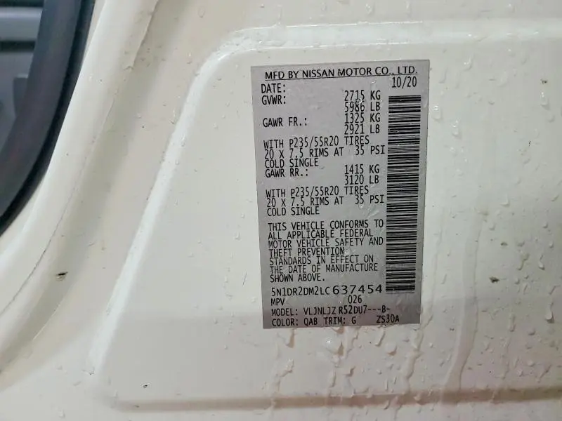 2020 NISSAN PATHFINDER PLATINUM  