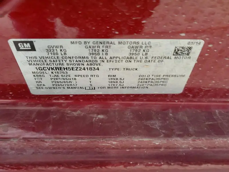 2014 CHEVROLET SILVERADO K1500 LT  