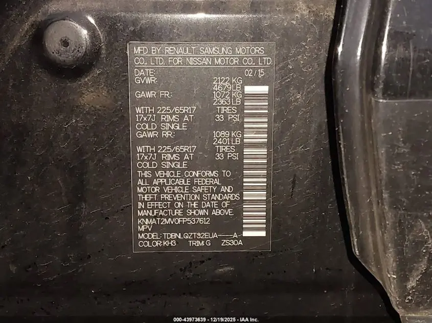 2015 NISSAN ROGUE SV