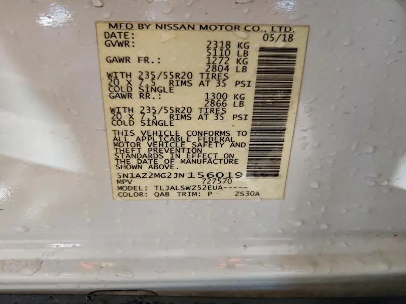 2018 NISSAN MURANO PLATINUM  