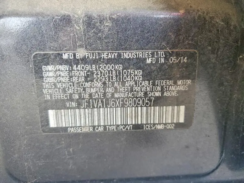 2015 SUBARU WRX LIMITED  