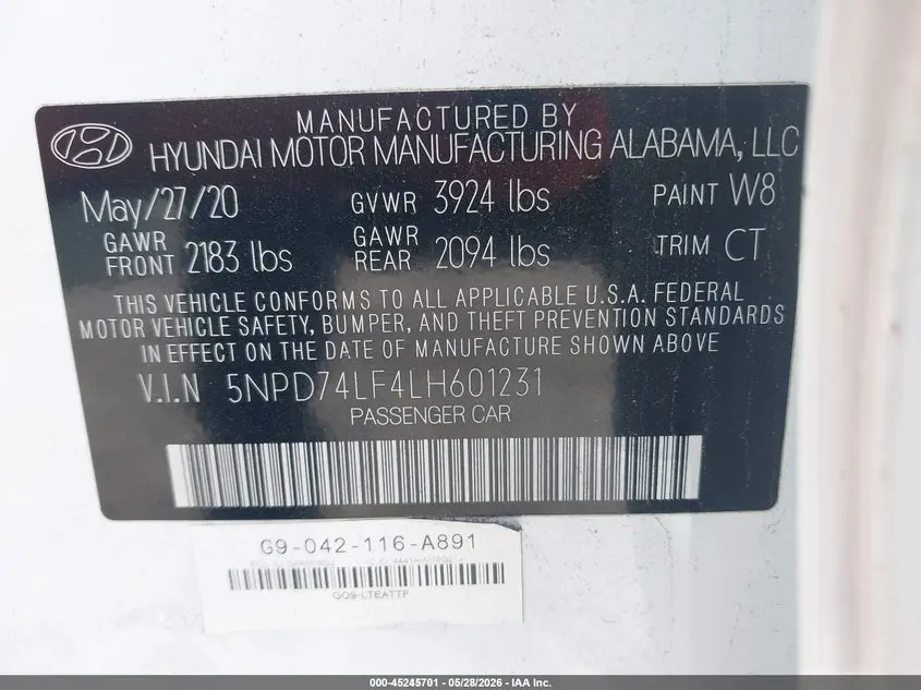 2020 HYUNDAI ELANTRA SE