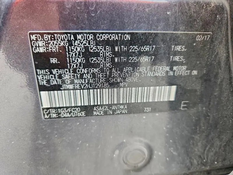 2017 TOYOTA RAV4 XLE  