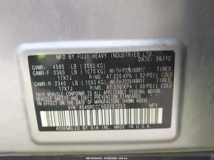 2013 SUBARU OUTBACK 2.5I PREMIUM