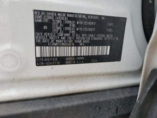 2021 TOYOTA RAV4 XLE  