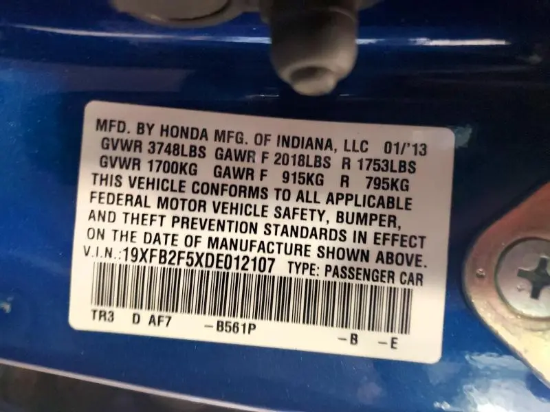 2013 HONDA CIVIC LX  