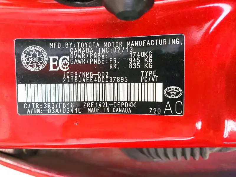 2013 TOYOTA COROLLA L  