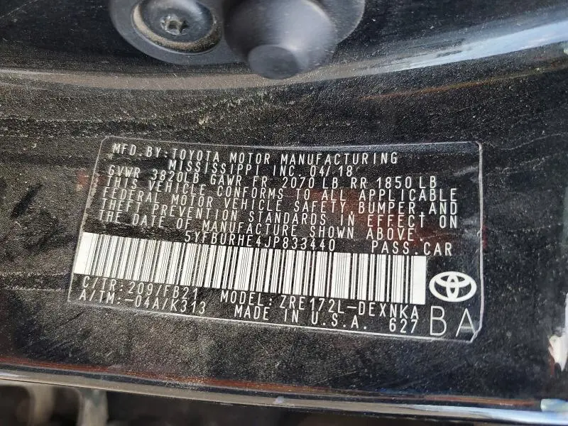 2018 TOYOTA COROLLA LE  