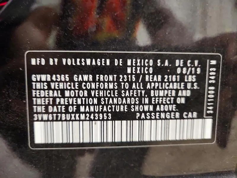 2019 VOLKSWAGEN JETTA GLI  