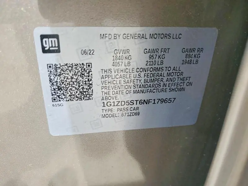 2022 CHEVROLET MALIBU LT  