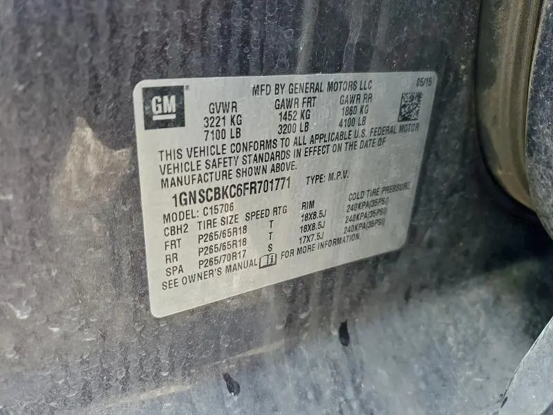 2015 CHEVROLET TAHOE C1500 LT  