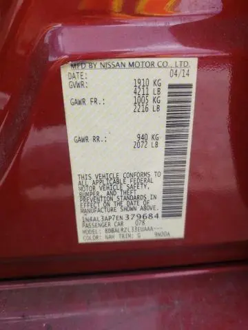 2014 NISSAN ALTIMA 2.5  