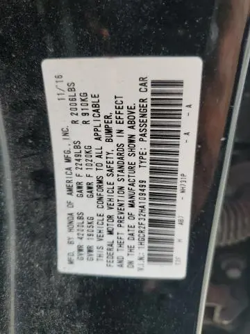 2017 HONDA ACCORD LX