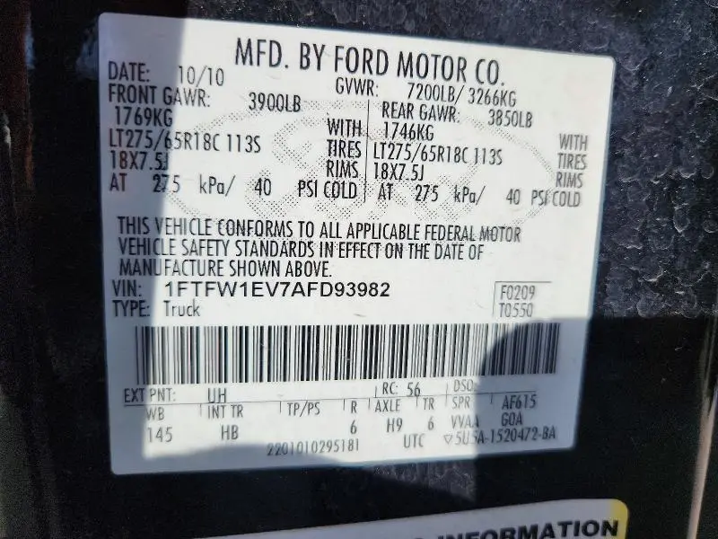2010 FORD F150 SUPERCREW  