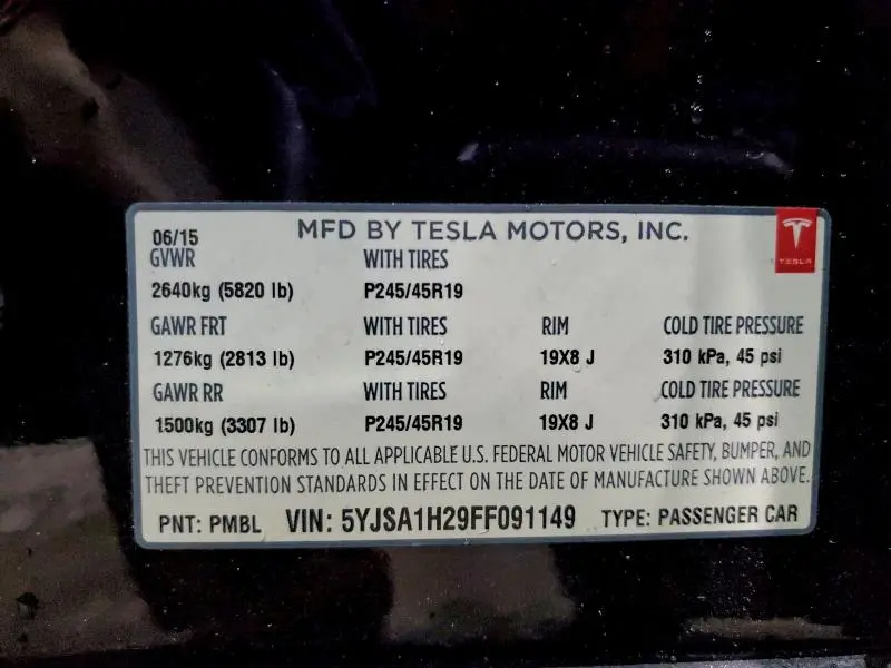 2015 TESLA MODEL S 85D  