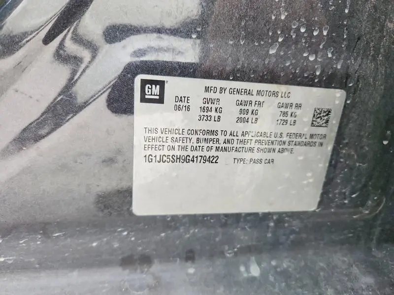 2016 CHEVROLET SONIC LT  