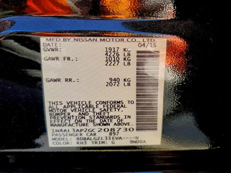 2016 NISSAN ALTIMA 2.5  