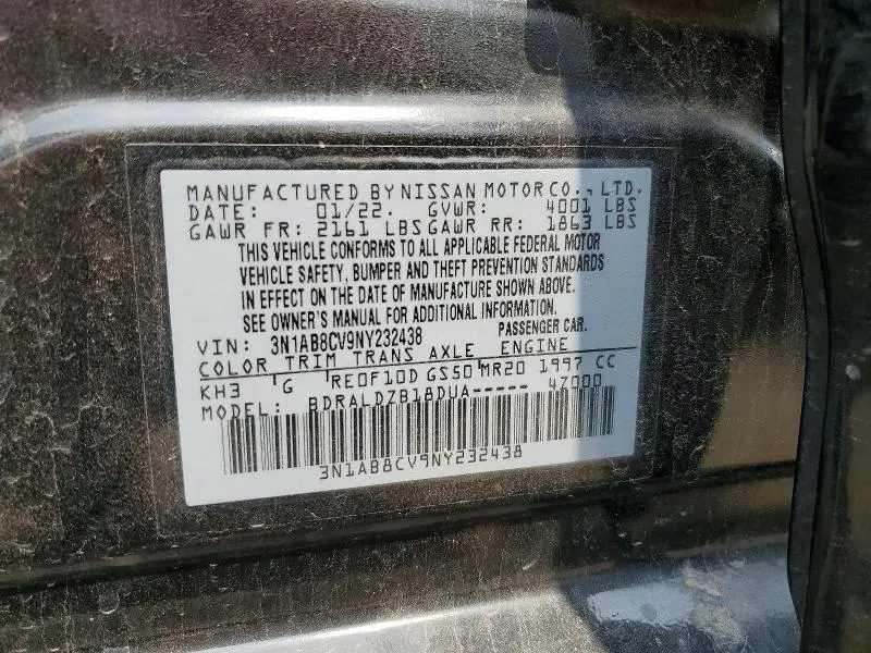 2022 NISSAN SENTRA SV  