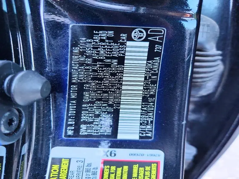 2015 TOYOTA COROLLA L  
