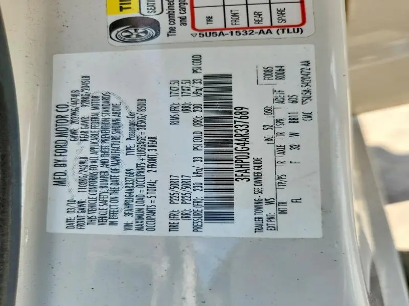 2010 FORD FUSION SEL  