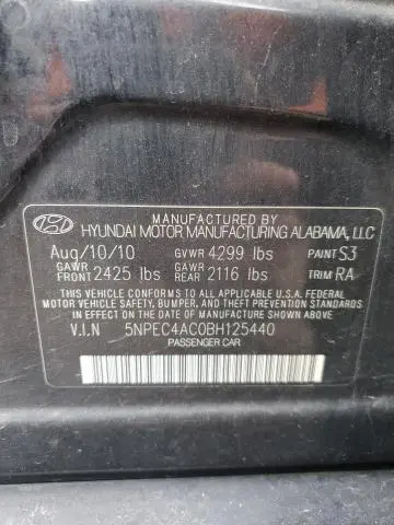 2011 HYUNDAI SONATA SE  