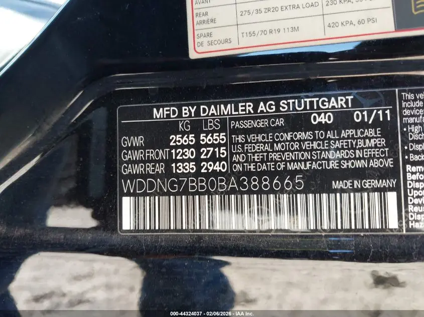 2011 MERCEDES-BENZ S 550  